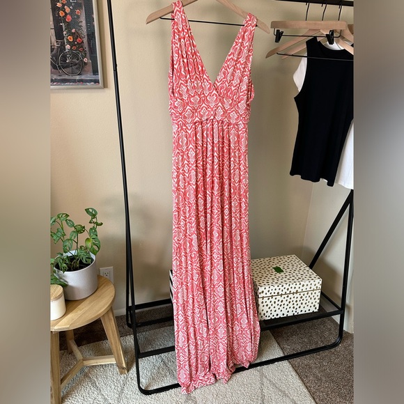 Lemon Tart Shania Knit Maxi Dress Coral Color Size Large - Picture 2 of 3